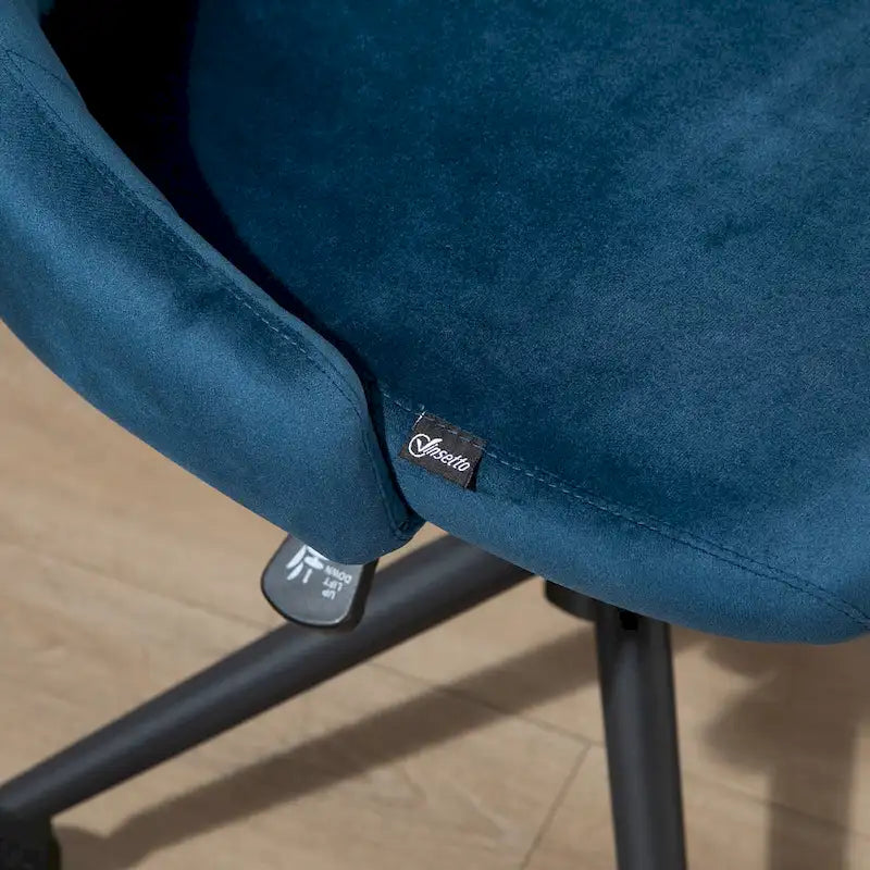 Mid-Back Velvet Swivel Office Chair with Scallop Shape and Channel Stitching Height Adjustable Armless