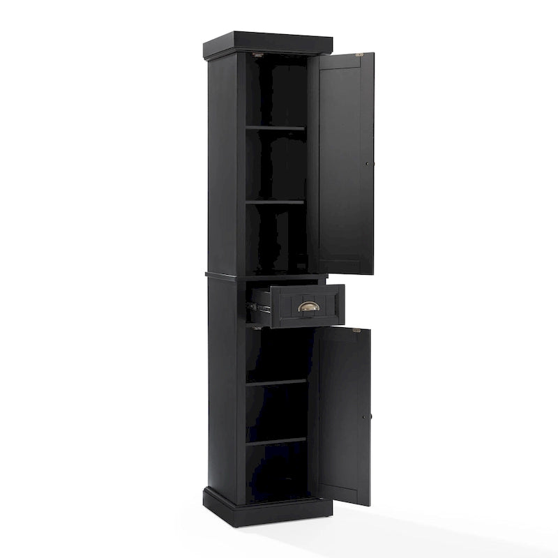 Tall Linen Cabinet with Beadboard Doors Adjustable Shelves and Antique Gold Hardware