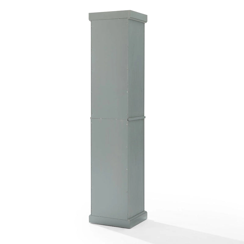 Tall Linen Cabinet with Beadboard Doors Adjustable Shelves and Antique Gold Hardware