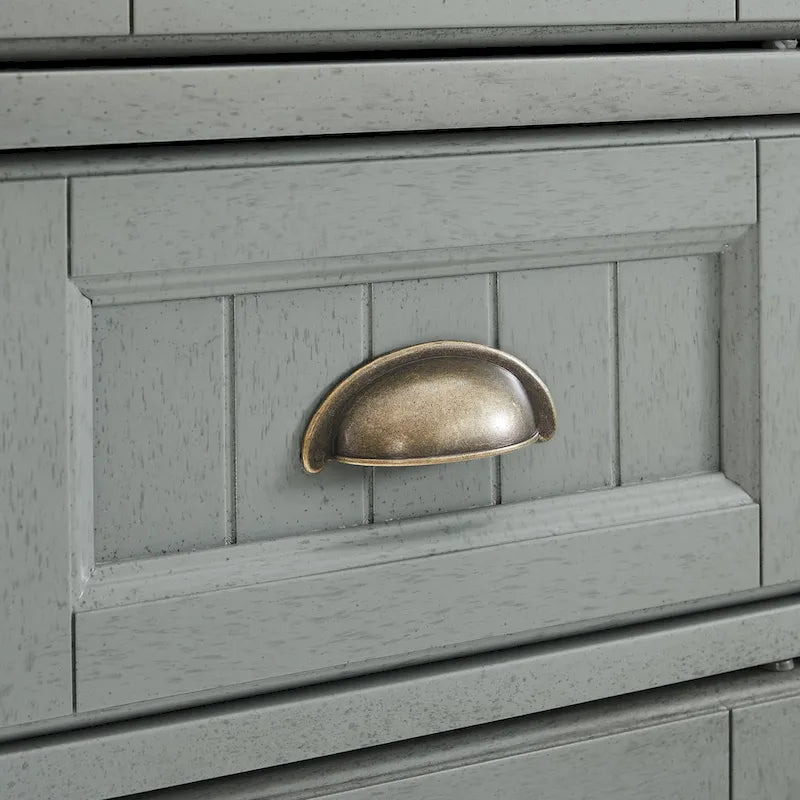 Tall Linen Cabinet with Beadboard Doors Adjustable Shelves and Antique Gold Hardware