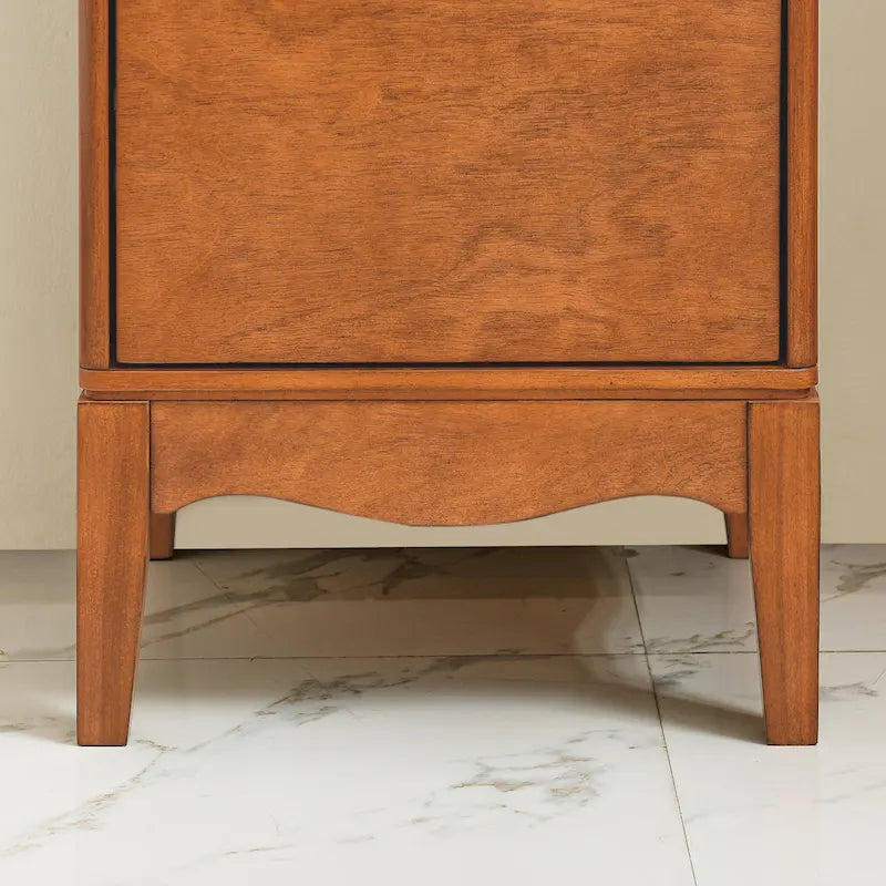 Freestanding Single Door Floor Storage Cabinet in Antique Brown with Gold Handle
