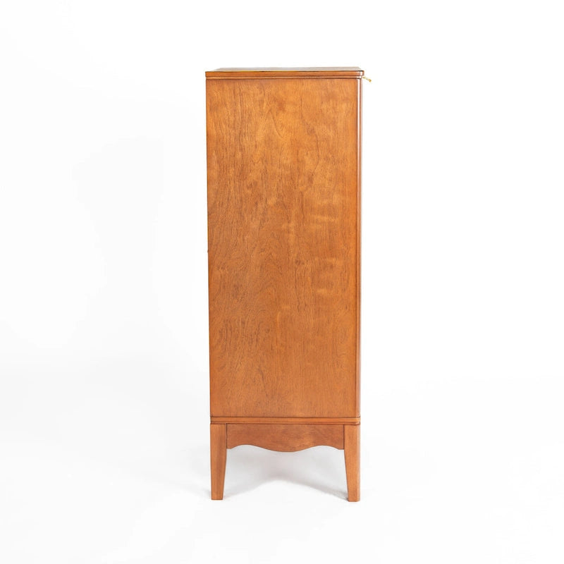 Freestanding Single Door Floor Storage Cabinet in Antique Brown with Gold Handle