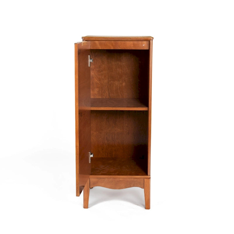 Freestanding Single Door Floor Storage Cabinet in Antique Brown with Gold Handle