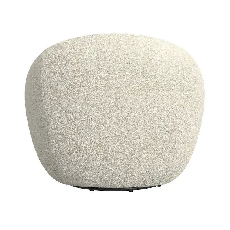 Round Barrel Swivel Accent Chair in Cream White Sherpa with Removable Cushion