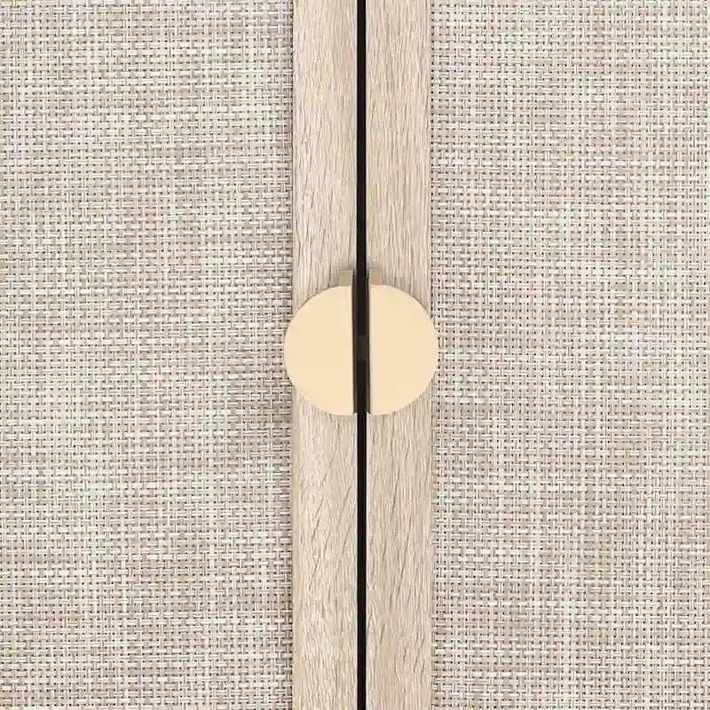 Rattan Door Accent Storage Cabinet with Arched Panel Adjustable Shelf and Anti-Tip Fitting