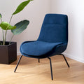 Mid-Century Modern Velvet Accent Chair with Sloped Back and Splayed Black Metal Legs Armless