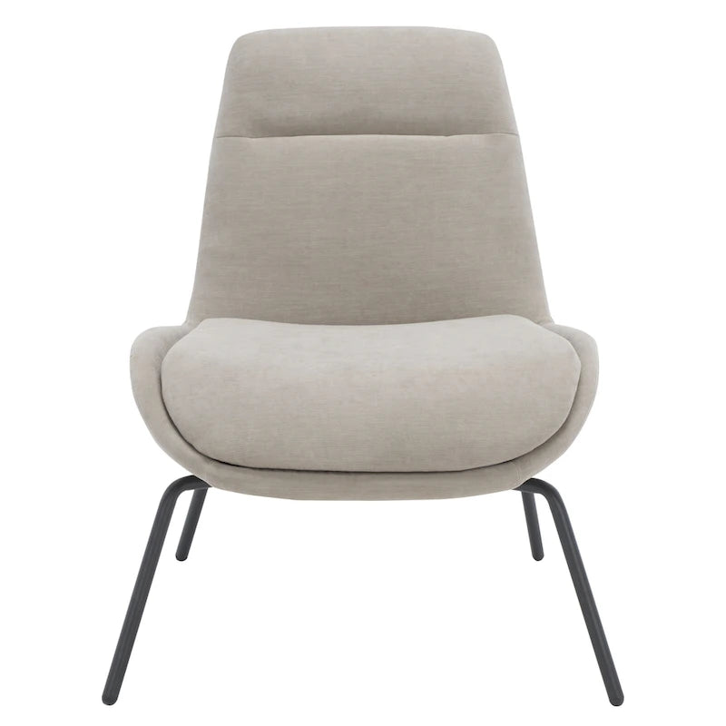 Mid-Century Modern Velvet Accent Chair with Sloped Back and Splayed Black Metal Legs Armless