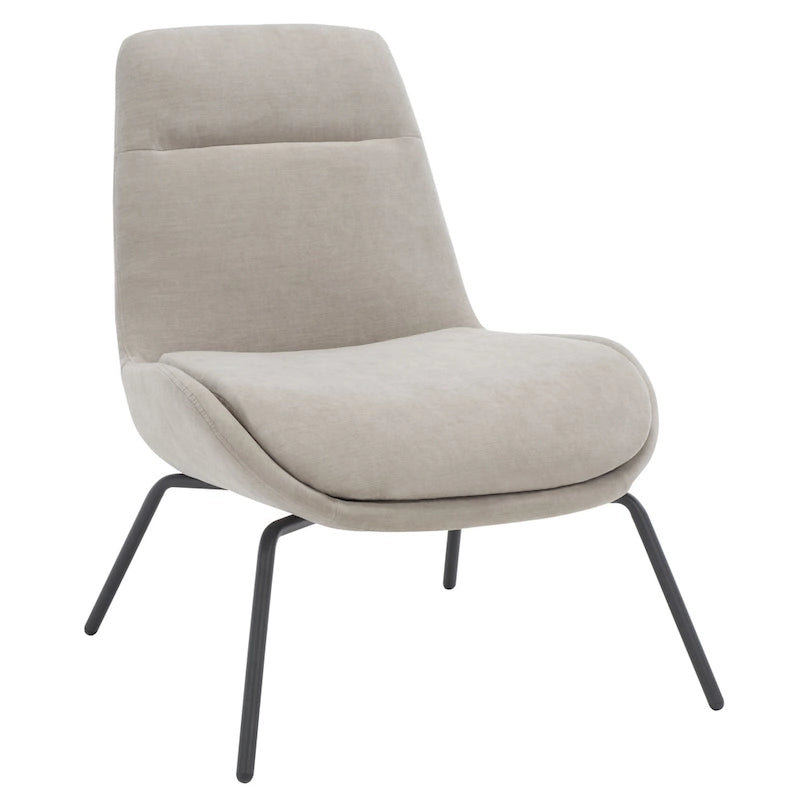 Mid-Century Modern Velvet Accent Chair with Sloped Back and Splayed Black Metal Legs Armless