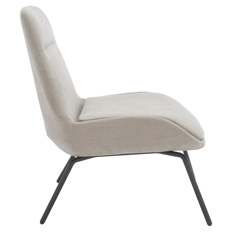Mid-Century Modern Velvet Accent Chair with Sloped Back and Splayed Black Metal Legs Armless