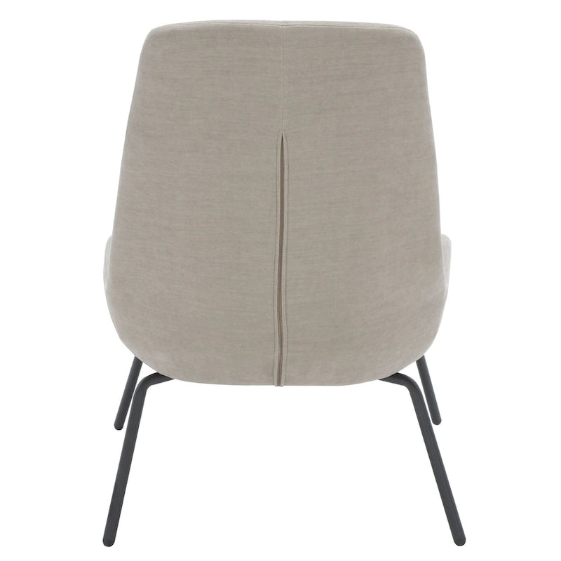Mid-Century Modern Velvet Accent Chair with Sloped Back and Splayed Black Metal Legs Armless