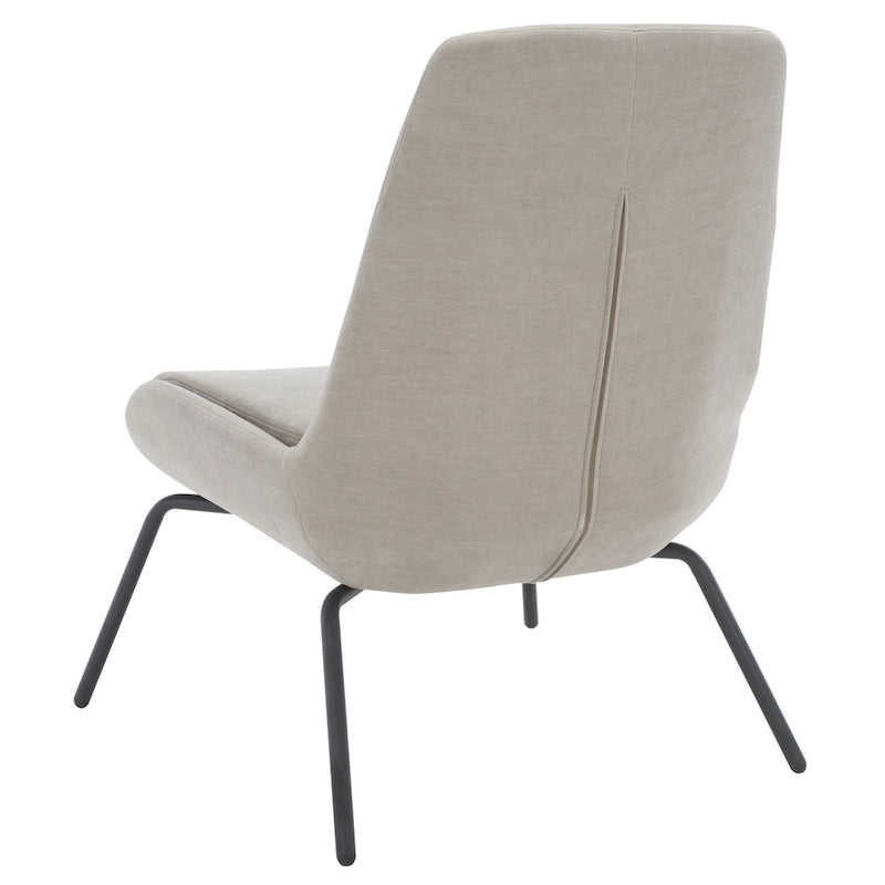 Mid-Century Modern Velvet Accent Chair with Sloped Back and Splayed Black Metal Legs Armless