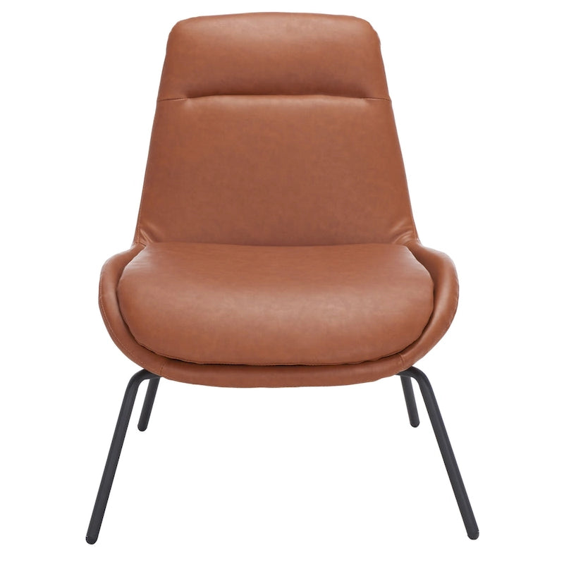 Mid-Century Modern Velvet Accent Chair with Sloped Back and Splayed Black Metal Legs Armless