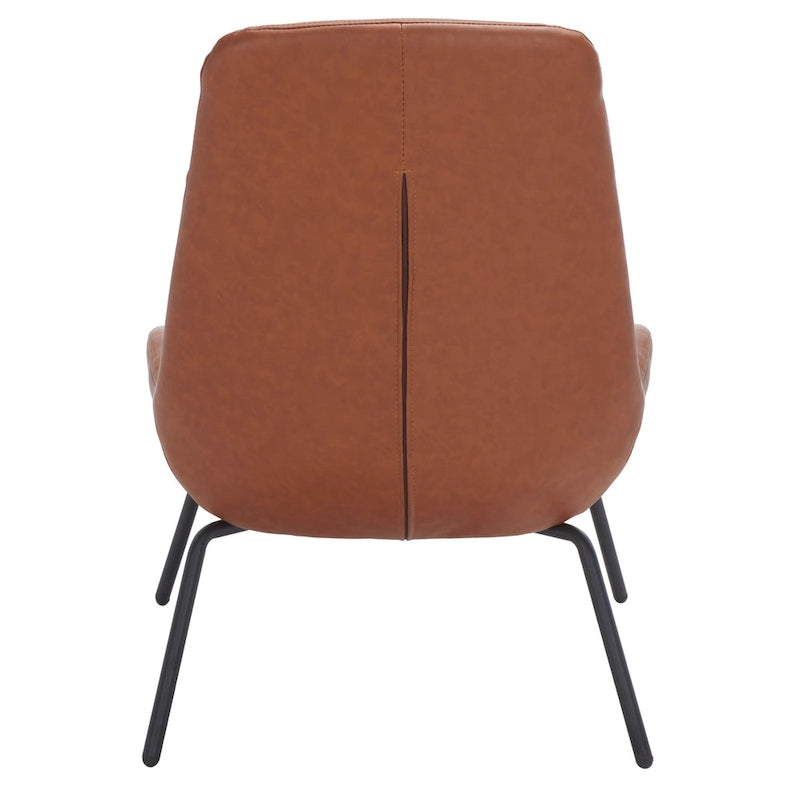 Mid-Century Modern Velvet Accent Chair with Sloped Back and Splayed Black Metal Legs Armless