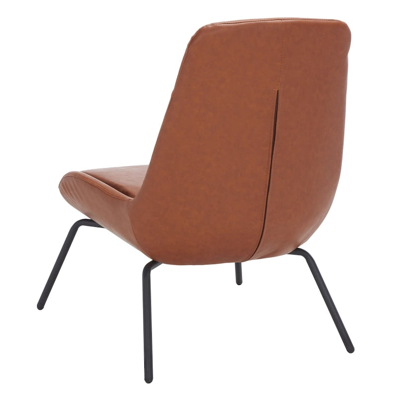 Mid-Century Modern Velvet Accent Chair with Sloped Back and Splayed Black Metal Legs Armless