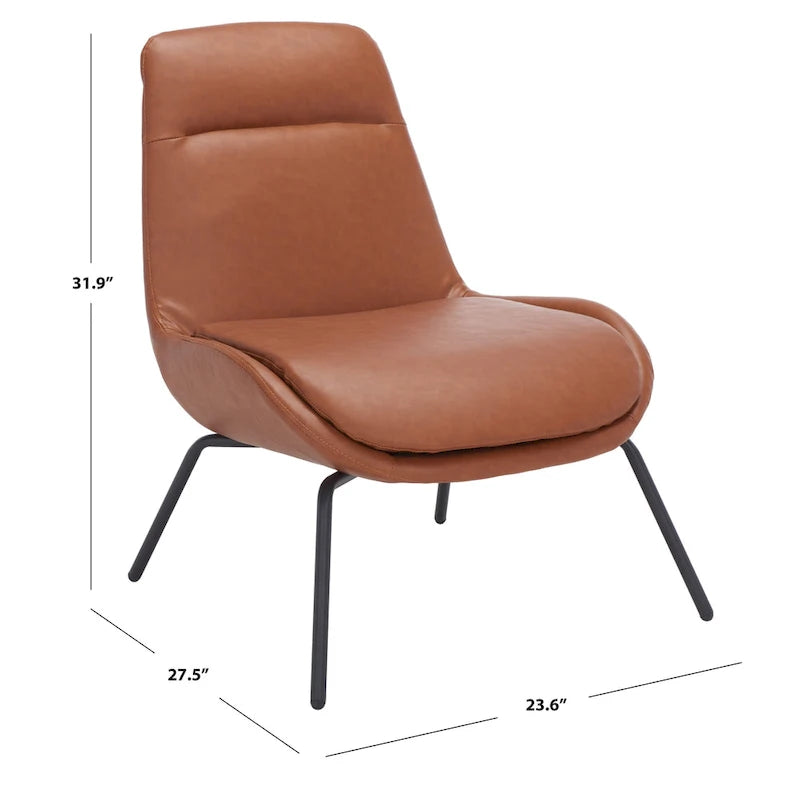 Mid-Century Modern Velvet Accent Chair with Sloped Back and Splayed Black Metal Legs Armless