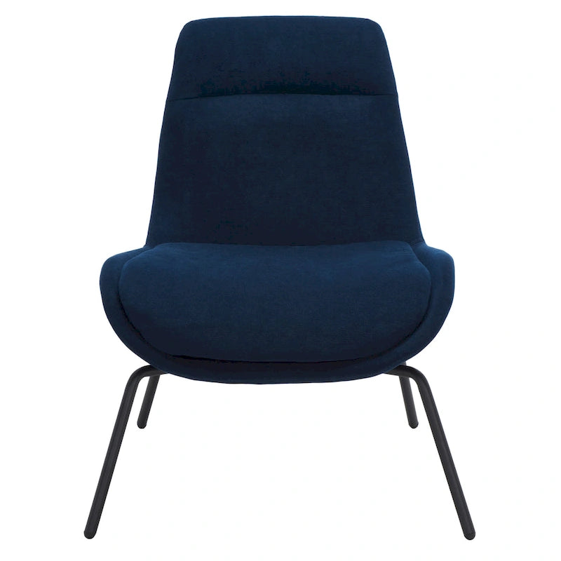 Mid-Century Modern Velvet Accent Chair with Sloped Back and Splayed Black Metal Legs Armless