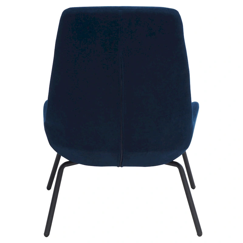 Mid-Century Modern Velvet Accent Chair with Sloped Back and Splayed Black Metal Legs Armless