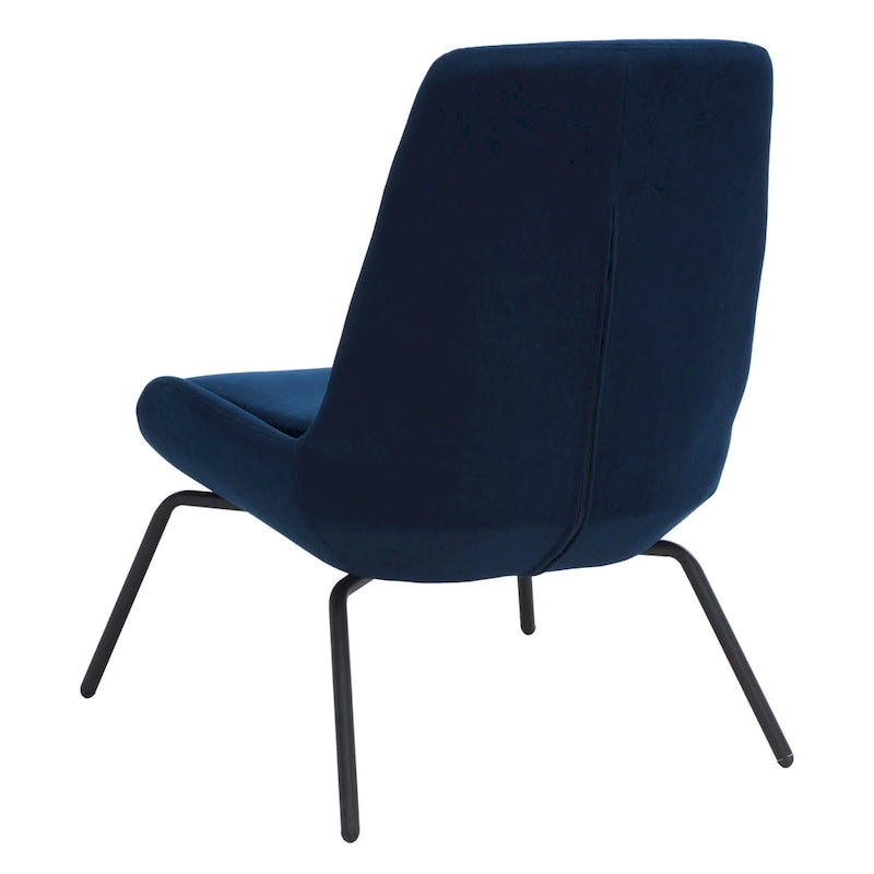 Mid-Century Modern Velvet Accent Chair with Sloped Back and Splayed Black Metal Legs Armless