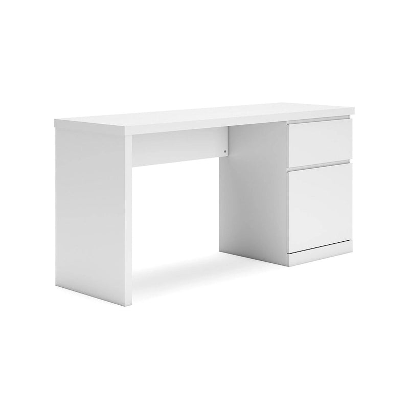 61-Inch White Home Office Desk with Drawer and Storage Cabinet No Hardware Design