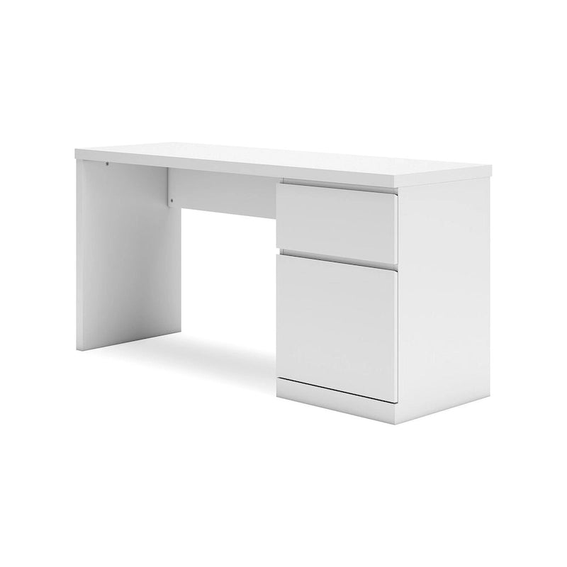 61-Inch White Home Office Desk with Drawer and Storage Cabinet No Hardware Design