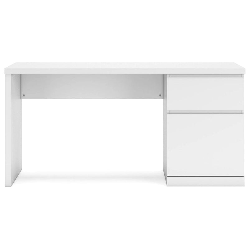 61-Inch White Home Office Desk with Drawer and Storage Cabinet No Hardware Design