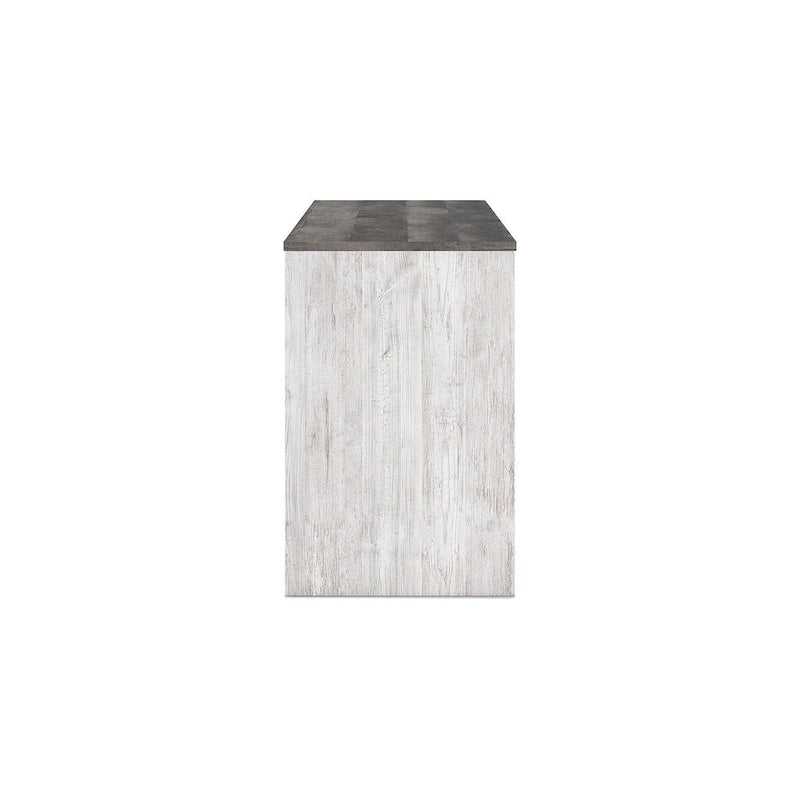 54-Inch Home Office Desk Two-Tone Whitewash and Gray Oak with 3 Drawers and Pewter Pulls