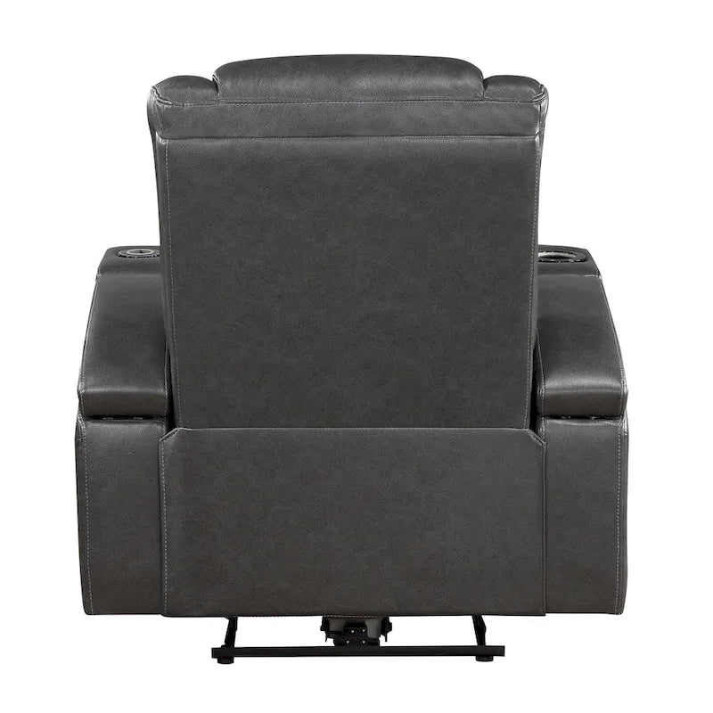Power Recliner Chair with Cooling Cupholder LED Lighting and USB Port in Gray Faux Leather