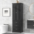 Tall Storage Cabinet with 2 Doors and 3 Drawers Adjustable Shelf MDF